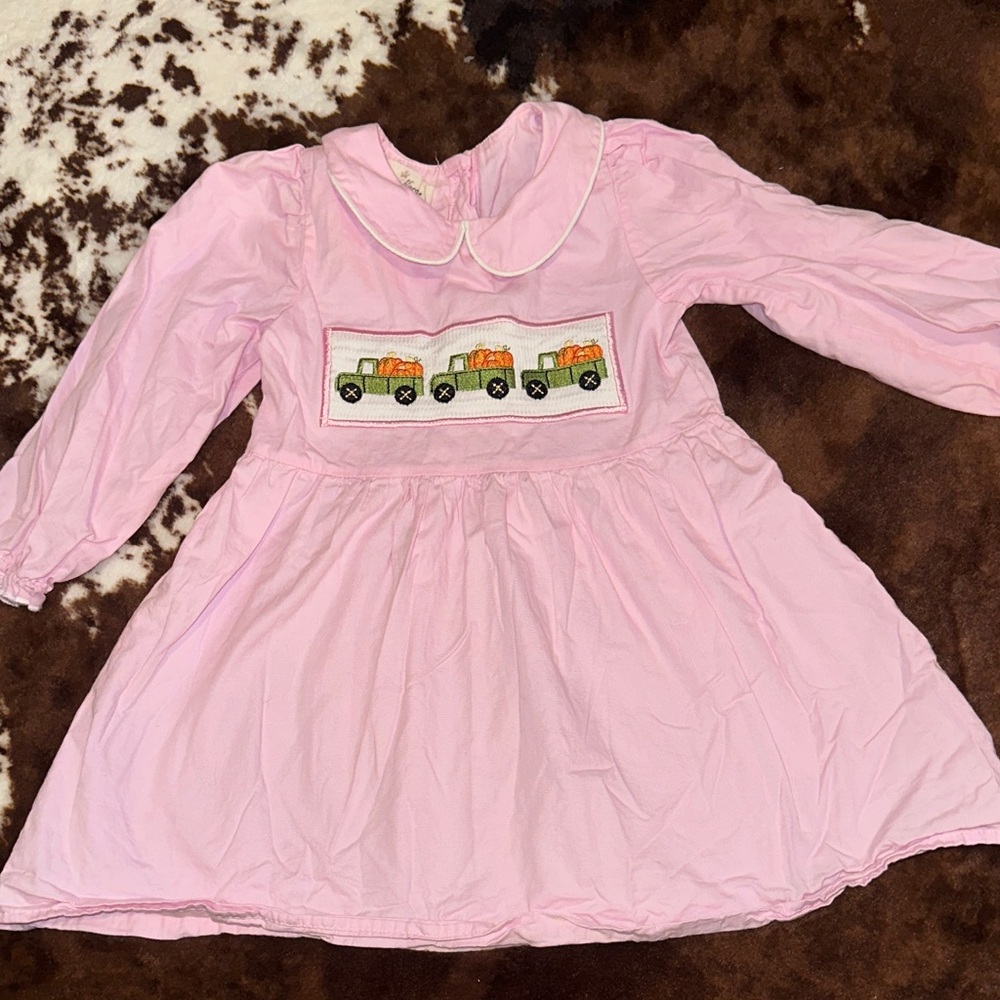 Fall Pumpkin Truck Smocked Dress